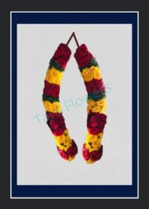 Red and Yellow Button Rose Temple Garland(TG-BR103)