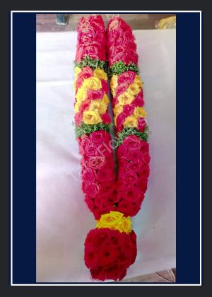 Red and Yellow Button Rose Garland(RYB-P04)